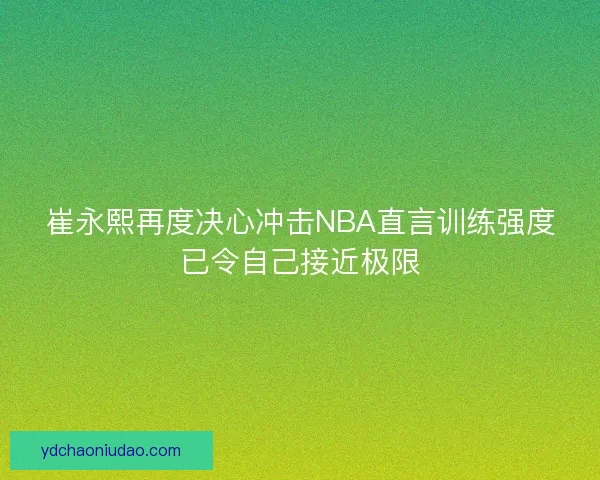 崔永熙再度决心冲击NBA直言训练强度已令自己接近极限