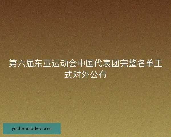 第六届东亚运动会中国代表团完整名单正式对外公布